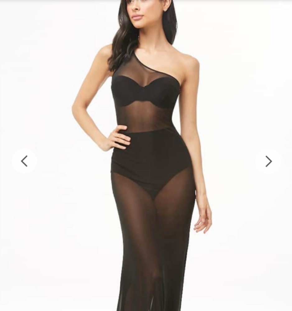 Sheer mesh swim cover up dress